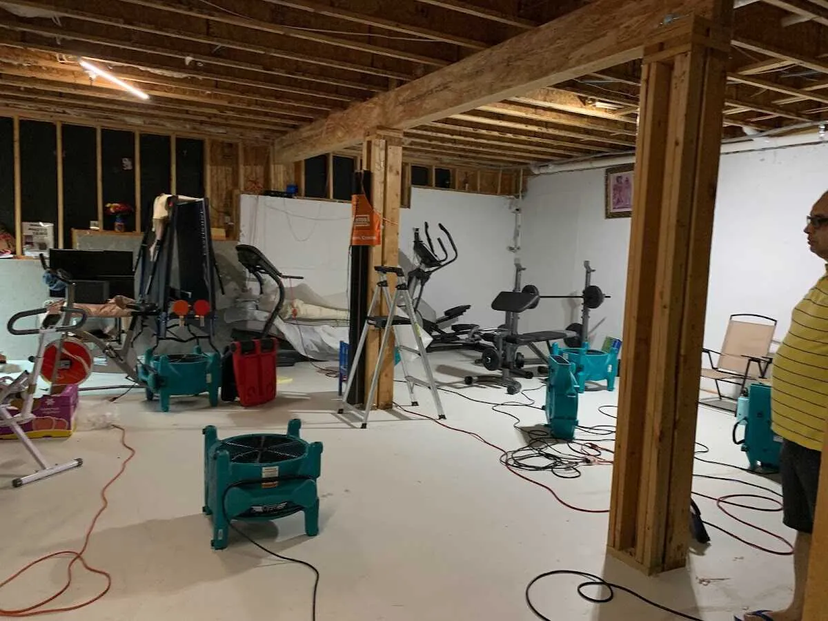 Basement drying equipment setup for Contents Cleaning & Restoration in Lynden